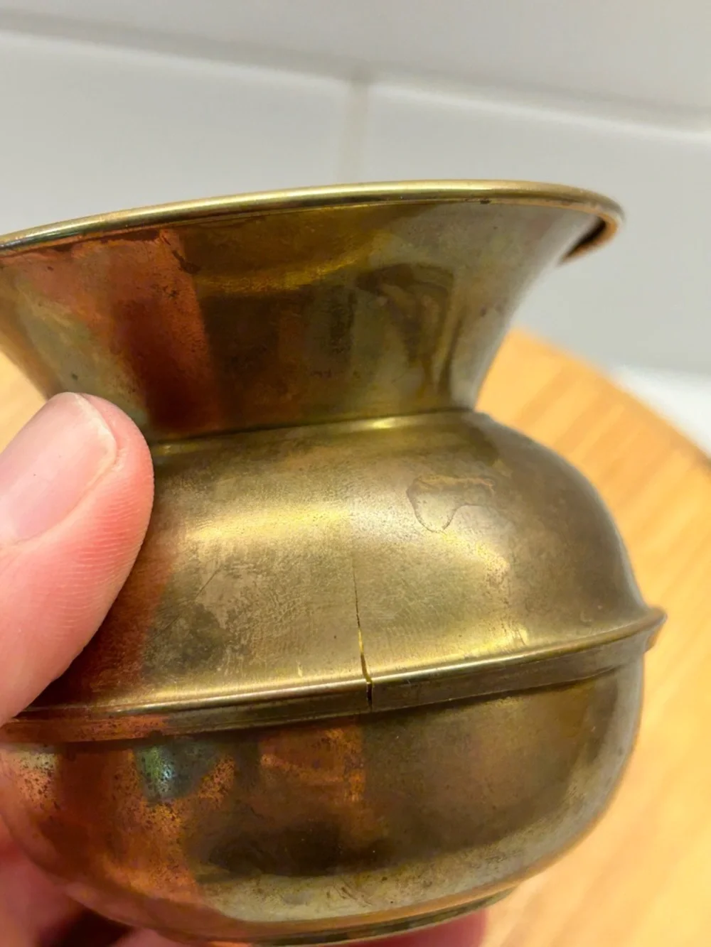 Vintage Solid Brass Bud Vase Candle Holder | Small Trumpet Brass Vase